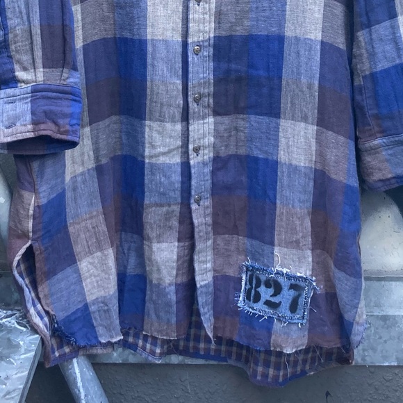 Plaid Distressed Shirt Dress Upcycled - Picture 17 of 17